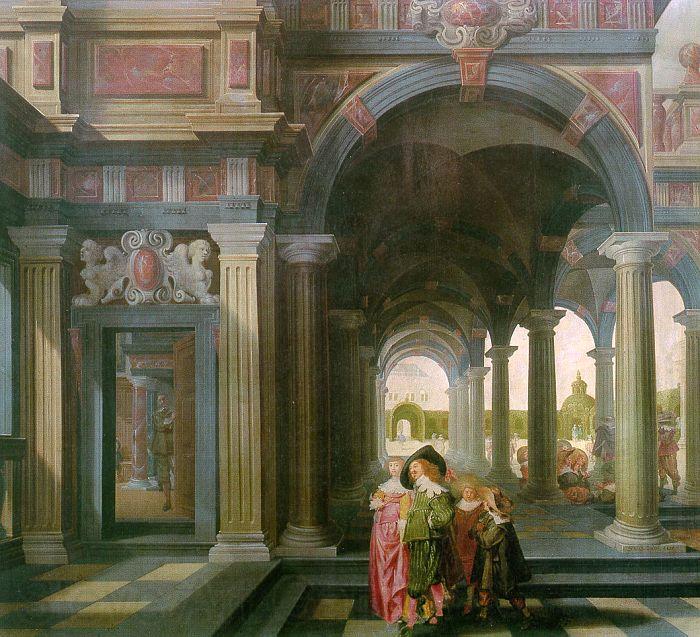 DELEN, Dirck van Palace Courtyard with Figures df